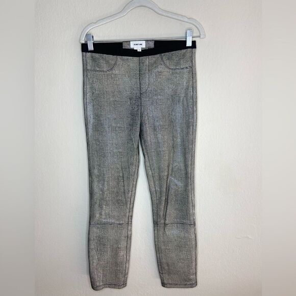 Helmut Lang Lambskin Leather Cream Black Leggings Carbon Rift Stretch Size 4 - Picture 5 of 8